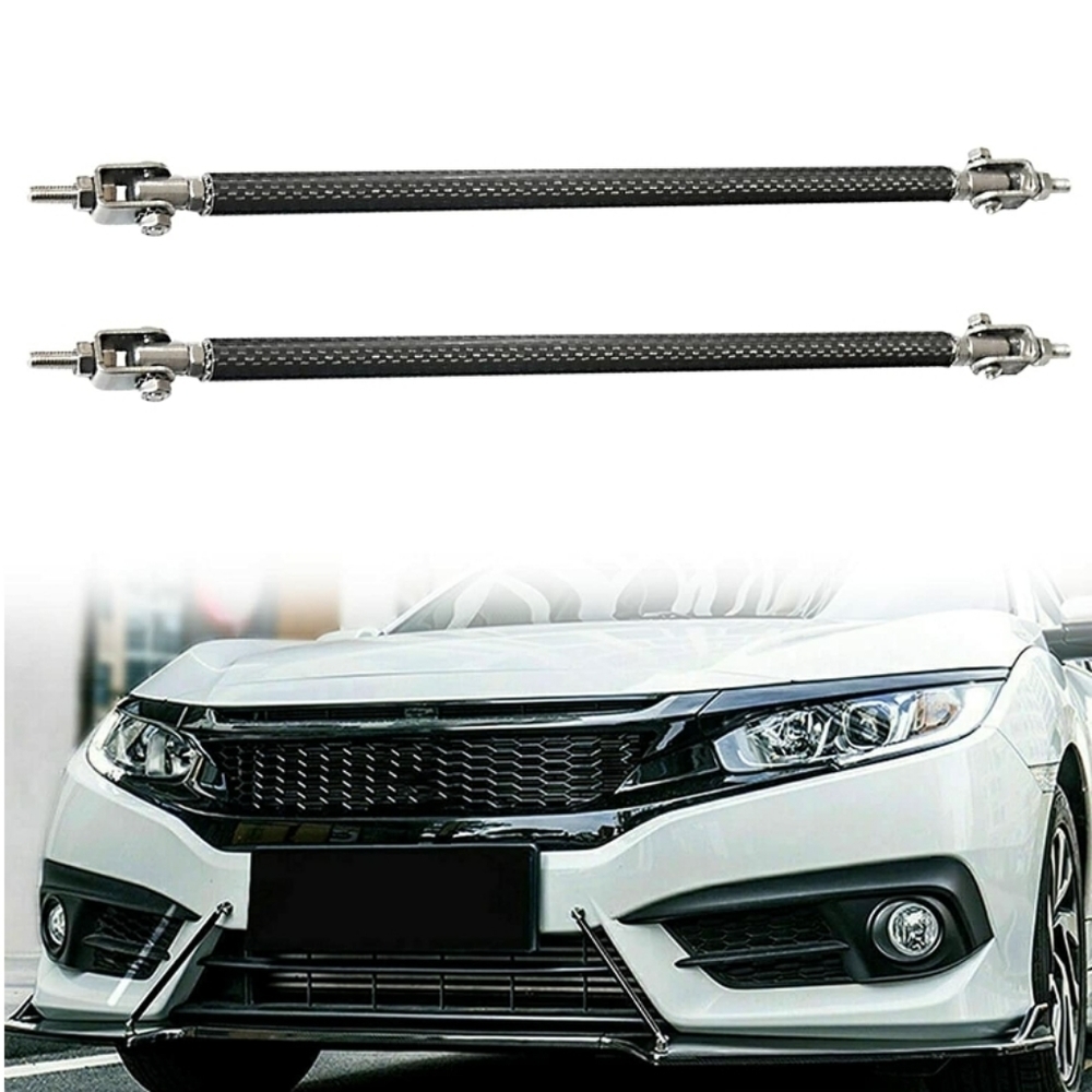 Carbon Front Bumper Lip Splitter Strut Rod Tie Support Bars - Picture 1 of 7